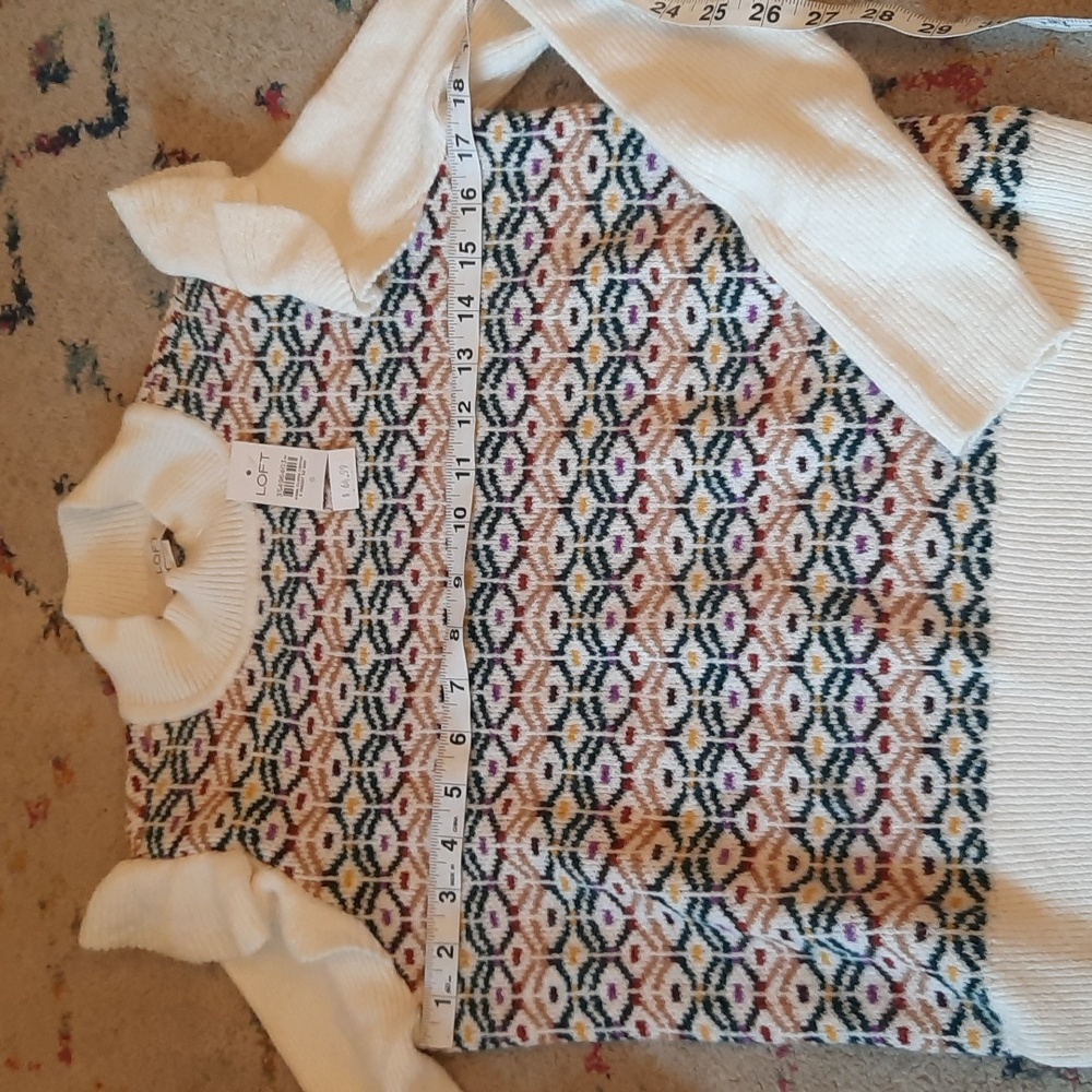 Loft Geometric Print Colorful Sweater Small - Picture 3 of 4